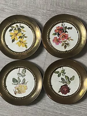 Vtg Brass And Floral 5” Wall Plates • $12