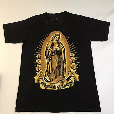 Virgen De Guadalupe T-Shirt Golden Glow No Problem Mexico Black Tee • $19.99