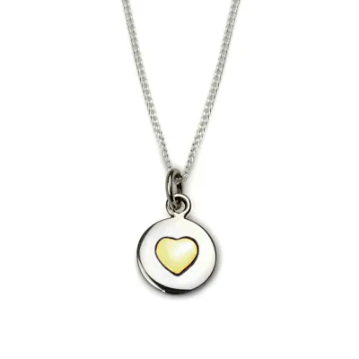 Sterling Silver - Love Circle Necklace - Gold Heart - Tales From The Earth • £32