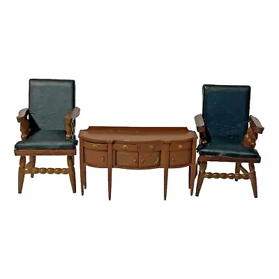 Marx LITTLE HOSTESS BUFFET And 2 Wooden Chairs Price Dollhouse Furniture  1:16 • $29.99