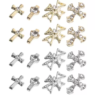  80 Pcs Metal Nail Charms Flake Nails Sequin Cross Beads Alloy • $7.59