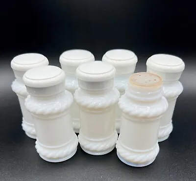 $30 • Buy Lot Of 7 VTG Hazel Atlas Milk Glass Spice Jars / Shakers 3.75 