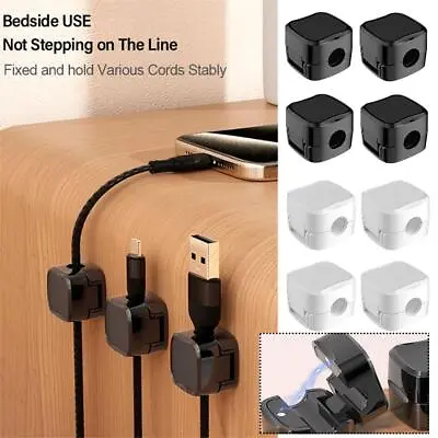 6x Magnetic Cable Clips Self-Adhesive Cord Organizer Holder Desk Cables Fixed • £2.84