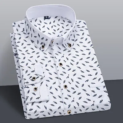 Mens Dress Shirts Long Sleeves Formal Business Slim Non Iron Dot Casual Shirts • $17.99