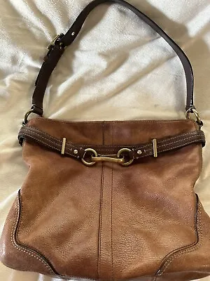 Coach Hampton Boho Brown Soft Leather Buckle Hobo Handbag Purse Vintage Look • $34.99