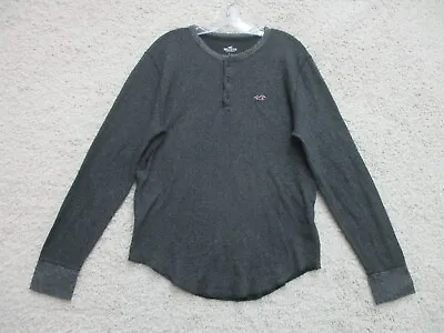 Hollister Shirt Large Adult Dark Gray Long Sleeve Henley Neck Logo Modern Womens • £14.33