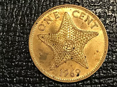 High Grade Au/unc 1969 Bahamas Islands Starfish One Cent Coin-sep062 • $4.49