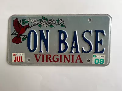 Vanity License Plate ON BASE Baseball Sports Hit Triple Virginia Bird Graphic • $23.99