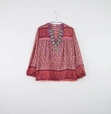 70s Deadstock Indian Gauze Blouse 1970s Boho Cotton Top Hippie Shirt Gypsy Tunic • $95