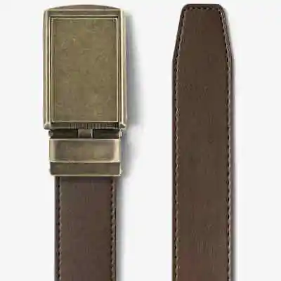 New SlideBelts  Men's Mocha Brown Vegan Leather Ratchet Belt- Brass Buckle • $36