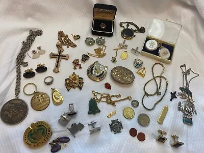 VINTAGE ESTATE MENS JEWELRY/JUNK LOT CufflinksNecklacePendantsBelt Buckleetc • $34.99