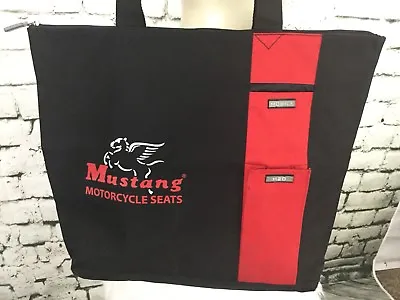 Mustang Motorcycle Seats Tote Bag Carry All Black Red Zippered 15” X 15” • $13.60