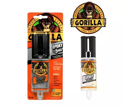 Gorilla Glue 25ml Epoxy Permanent & Strong Sets In 5 Minutes Metal Plastic Wood • £7.49