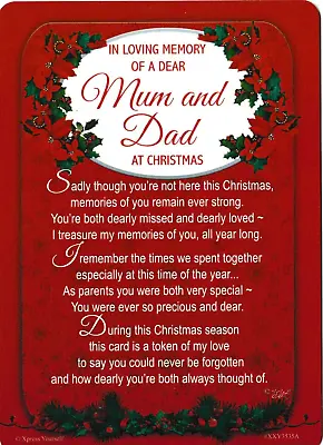 £2.89 • Buy In Loving Memory MUM And DAD Christmas Memorial Grave Graveside Card And Stand