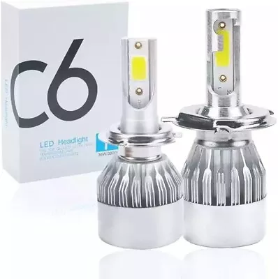 Pair 9006 C6 LED Headlight Lights Kit 6500K White High Low Beam Bulbs • $9.99