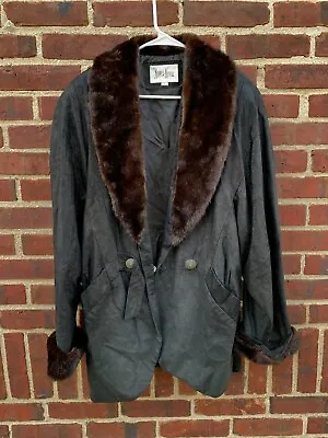 Neiman Marcus 100% Italian Lamb Leather Canadian Mink Fur Collar Womens Jacket 6 • $30