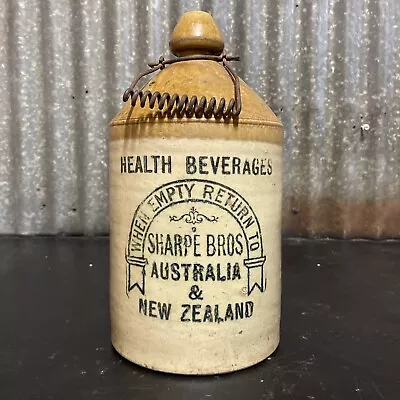 Antique Sharpe Bros Demijohn Jug Health Beverages 1900s Australia New Zealand • $139