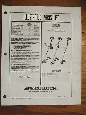 Used Mcculloch Eager Beaver Pro Scaper String Trimmer/brush Parts List May 1993 • $8.65