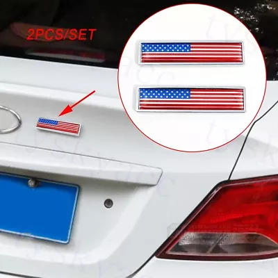 Chrome Sticker Decal USA America Flag Badge Emblem Motor Door Grille Accessories • $11.10