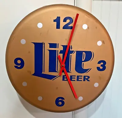 Vintage LARGE Miller LITE BEER (BOTTLE CAP) Advertising BATTERY WALL CLOCK • $29.99