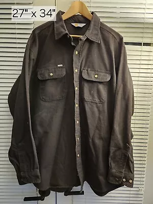 Vintage Union CARHARTT Chamois Flannel Work Shirt Rugged Outdoor Wear USA 27x34 • $24.99