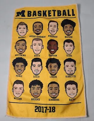 Michigan Basketball Rally Towel 2017-18 Yellow Players  Poole Wagner Robinson • $11.99