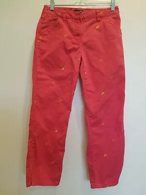 J. Crew Women's Size 0 Favorite Fit Pants Coral Embroidered Umbrellas 26 X 25.5 • $16