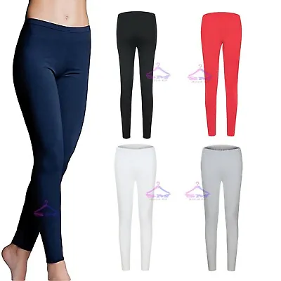 New Ladies Deluxe Quality Cotton Leggings Full Length All Sizes Colors Uk 8-24 • £6.99
