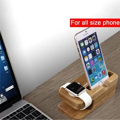 $19.93 • Buy Phone Stand Holder Wood Dock Charging Station Watch Rack For Apple Watch IPhone