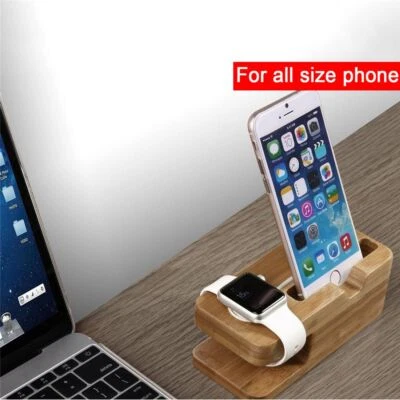 $19.93 • Buy Phone Stand Holder Wood Dock Charging Station Watch Rack For Apple Watch IPhone