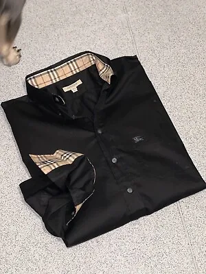 £52 • Buy 100% Genuine Men’s Black Cotton Shirt Burberry Nova Check Detail Uk Size XL