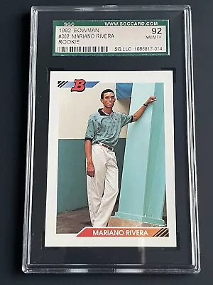 1992 Mariano Rivera  Bowman #302 RC Rookie SGC 92 NM-MT+ New York Yankees • $144.98