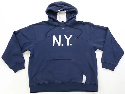 Rare Vintage NIKE TEAM N.Y. New York Yankees MLB Swoosh Hoodie Sweatshirt 90s L • $59.99