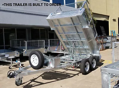 New Galvanised 8x5 Hydraulic Tipper Box Trailer For Sale With Cage Brisbane QLD • $7799