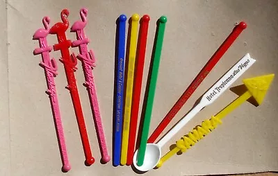 Swizzle Sticks From Las Vegas NV Vtg Stirrers Lot Of 10 Bar Ware Flamingo Sahara • $12.23