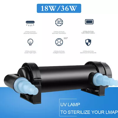 JEBO 18W/36W UV Sterilizer Filter Light For Aquarium Fish Pond Tank Clean Lamp • £47.99