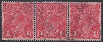 Australia KGV 1d Red SW Strip Of Three Used • $3.49