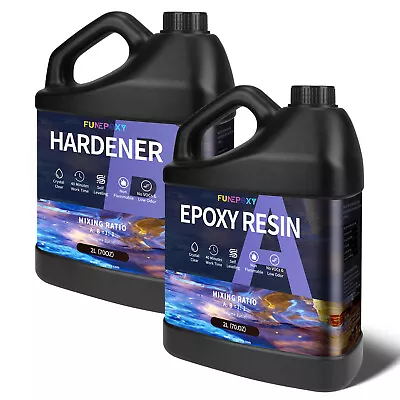 FUNEPOXY Crystal Clear Epoxy Resin Kit For Table Top Epoxy Resin - 1 Gallon Kit • $48.88