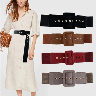 Women's Suede Soft Belt Elastic Waist Wide Ladies Dress Fannel Coat Waistband • £5.29