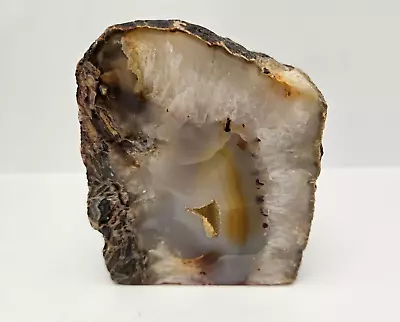 Natural Agate Geode Tea Light Candle Holder -Crystal- One Face Cut And Polished • $19.95