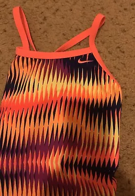 Nike Sz 32 Women’s 6 One Piece Swimsuit Geometric Hot Pink Yellow Orange Swim • $13.87