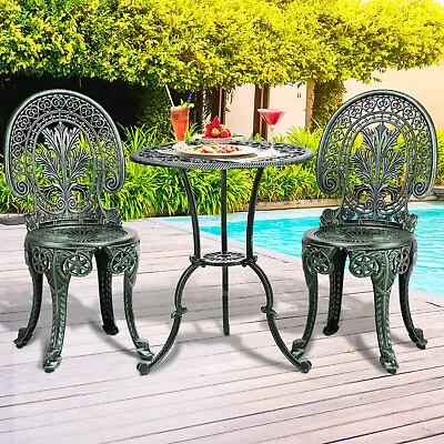 Livsip Bistro Setting Outdoor Cast Aluminium Table Chair Garden Furniture 3Piece • $199.90