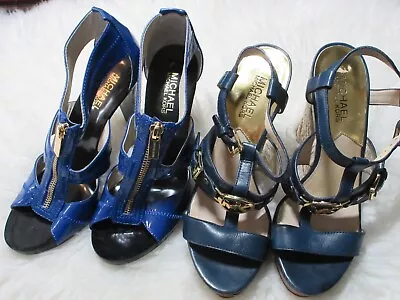 MICHAEL KORS Lot Berkley Zipper Heel & Mackenzie Wedge Sandals Sz 7M • $55.24