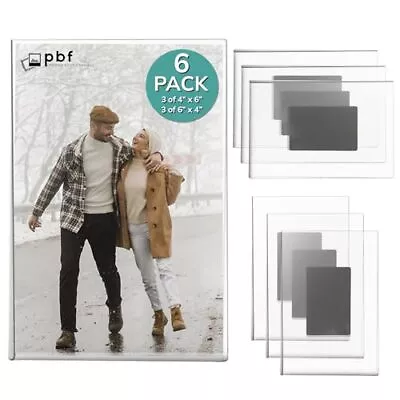 Pbf 3-Pack 4x6 & 3-Pack 6x4 Magnetic Picture Frames For Refrigerator | Clear ... • $20.33