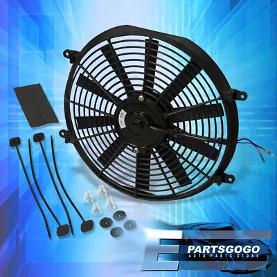 X1 14  Inch 12V Electric Slim Push Pull Radiator Cooling Fan Black +Mounting Kit • $27.99