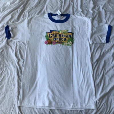 $2.99 • Buy Disney Shirt Men L White Caribbean Beach Resort Vacation Adult L Ringer NWT