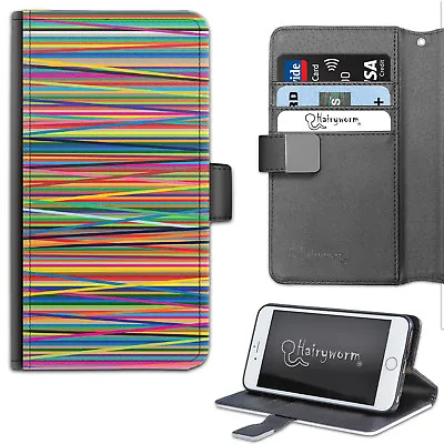 Multicolour Stripe Phone Case;PU Leather Wallet Case;Cover For Samsung;Apple • £14.99