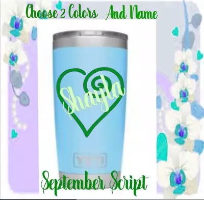 Monogram Vinyl Decal For Tumblers Cups Sticker Personalized Heart & Name 4  • $3.99