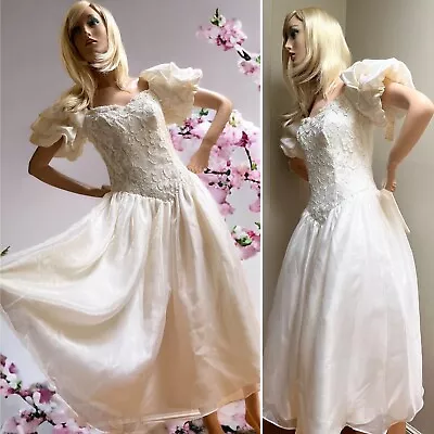 VTG 80s Dress Prom Party Roberta White 3 Layers Deadstock Wedding Size 7/8 • $64