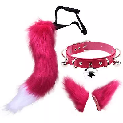 Fox Tail Set Furry Fine Workmanship Solid Wolf Tail Ears Collar Adult Kids • $25.33